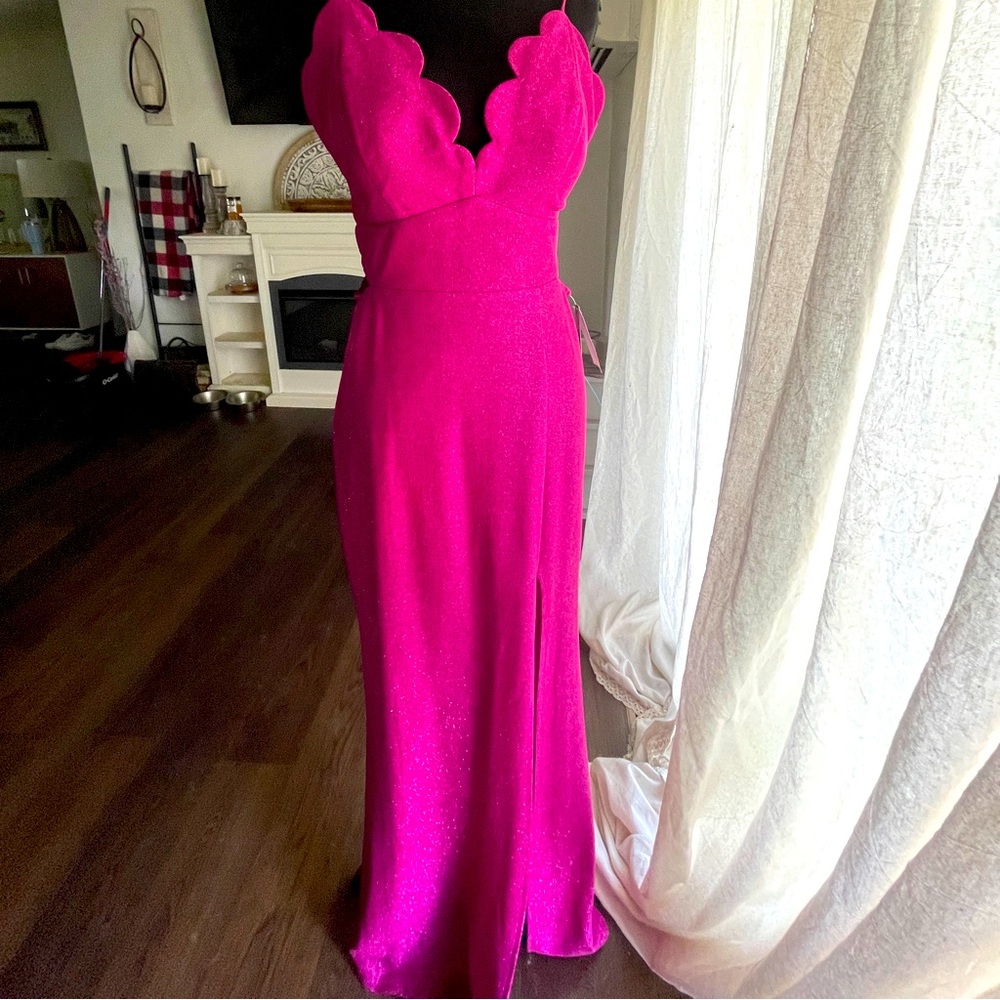 Size 11 Fuchsia Floor Length Prom Gown